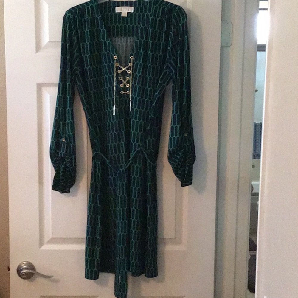 Michel Kors Jersey Dress with Chain Lace-up Front